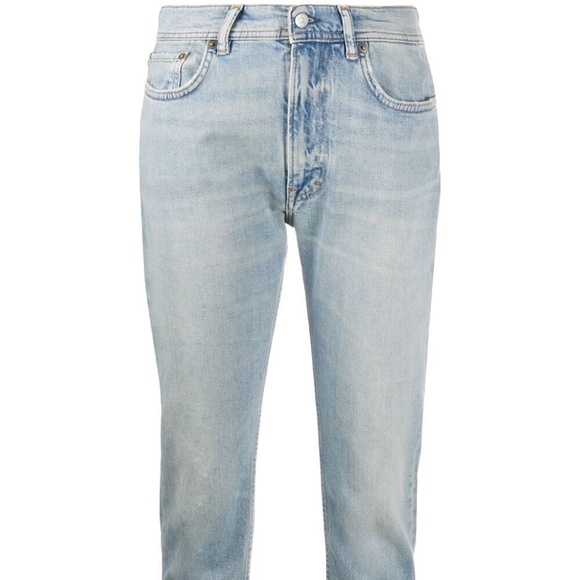 Acne Studios Melk Light Blue High Rise Slim Fit Crop Denim Jeans - Picture 2 of 16